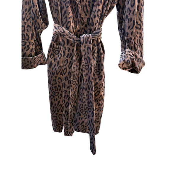 Vintage Diamond Tea Leopard Print Womans Robe Jacket L Belted Faux Fur Old Money - Picture 2 of 9